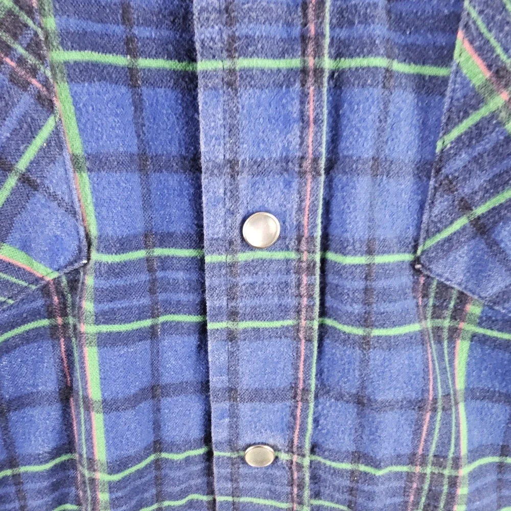 Vintage Williams Bay Pearl Snap Flannel Button Up Shirt Men's Medium Grunge Worn
